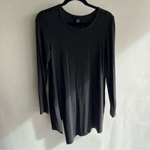 Joan Vass New York Asymmetrical Tunic Tee Tshirt Top Stretch Gray Sz Med Long Sl